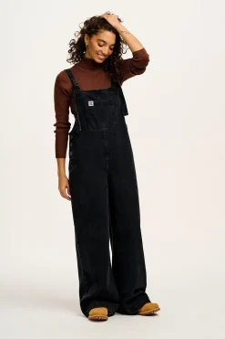 Fashion Ali - Slouchy Denim Dungarees in Washed Black All Dungarees|Ali - Slouchy