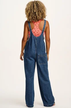 Outlet Ali - Slouchy Denim Dungarees in Mid Wash Blue All Dungarees|Ali - Slouchy