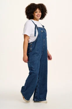 Outlet Ali - Slouchy Denim Dungarees in Mid Wash Blue All Dungarees|Ali - Slouchy