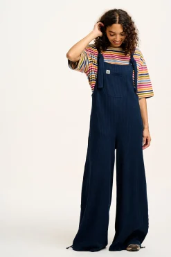 Fashion Ali - Slouchy Waffle Cotton Dungarees in Varsity Blue All Dungarees|Ali - Slouchy