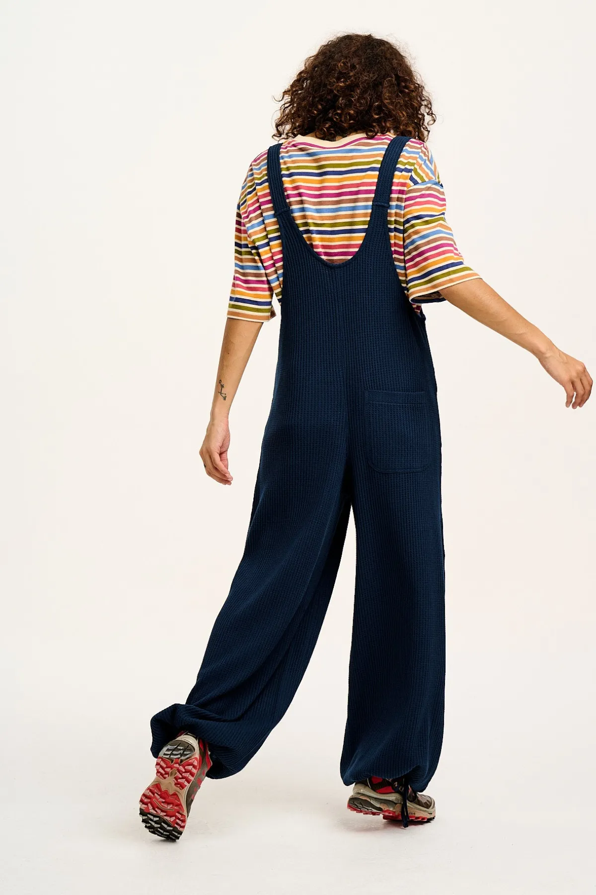 Fashion Ali - Slouchy Waffle Cotton Dungarees in Varsity Blue All Dungarees|Ali - Slouchy