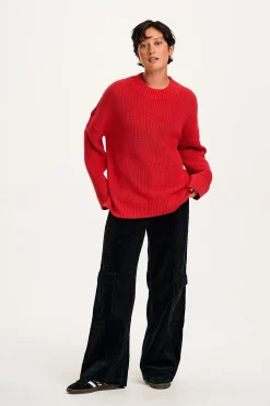 Outlet Amari - Oversized Knitted Jumper in Red All Tops & Tees|All Outerwear & Knitwear