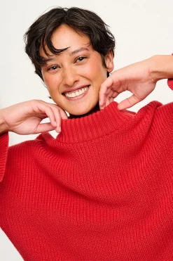 Outlet Amari - Oversized Knitted Jumper in Red All Tops & Tees|All Outerwear & Knitwear