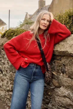 Outlet Amari - Oversized Knitted Jumper in Red All Tops & Tees|All Outerwear & Knitwear
