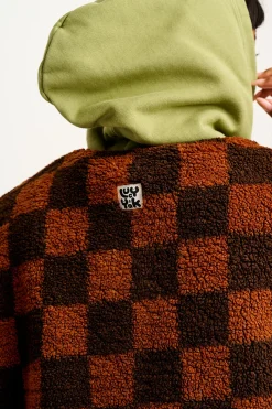 Sale Aubrey - Borg Fleece Gilet in Terry Brown Check Print All Outerwear & Knitwear|Fleeces