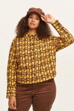 Online Austen - Brushed Twill Shirt in Feline Fine Print All Tops & Tees