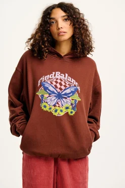 Sale Bailey - Hoodie in Brown with Find Balance Print All Outerwear & Knitwear|Sweaters & Hoodies