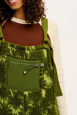 Sale Baloo - Borg Fleece Dungarees in Green Sequoia Print All Dungarees|Baloo - Borg