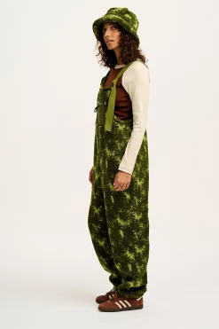 Sale Baloo - Borg Fleece Dungarees in Green Sequoia Print All Dungarees|Baloo - Borg