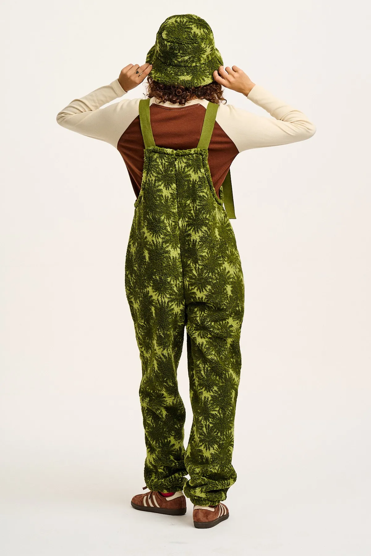 Sale Baloo - Borg Fleece Dungarees in Green Sequoia Print All Dungarees|Baloo - Borg