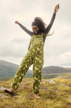 Sale Baloo - Borg Fleece Dungarees in Green Sequoia Print All Dungarees|Baloo - Borg