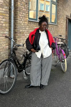 Hot Beau - Balloon Brushed Cotton Trousers in Black & White Mono Gingham Print All Bottoms|Trousers