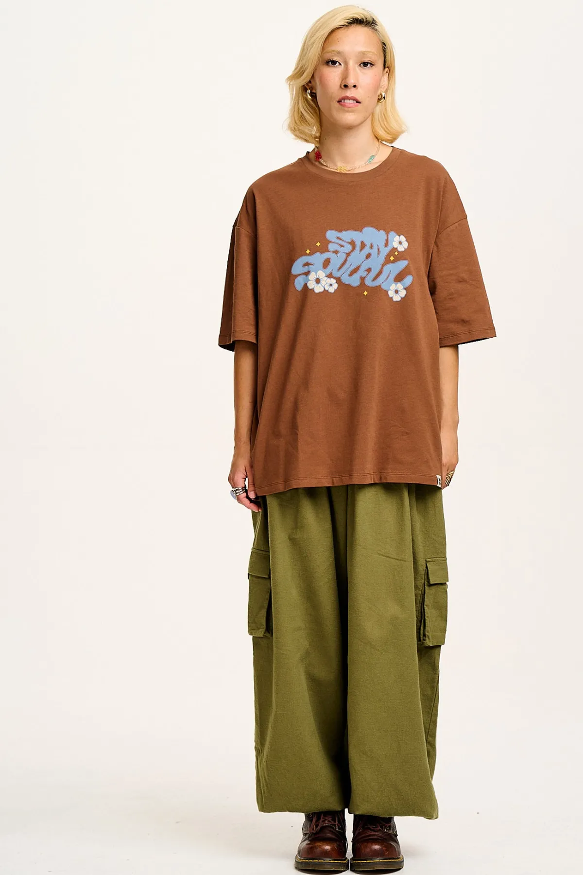 Hot Benny - Oversized Cotton Tee in Stay Soulful Print All Tops & Tees|Short Sleeve Tops