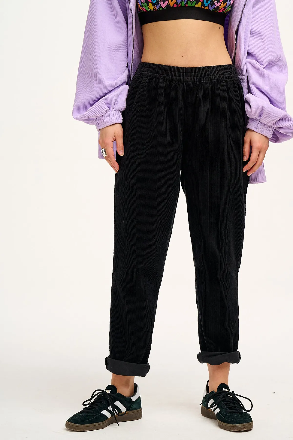 Fashion Billie - Corduroy Trousers in Black All Bottoms|Tall Range