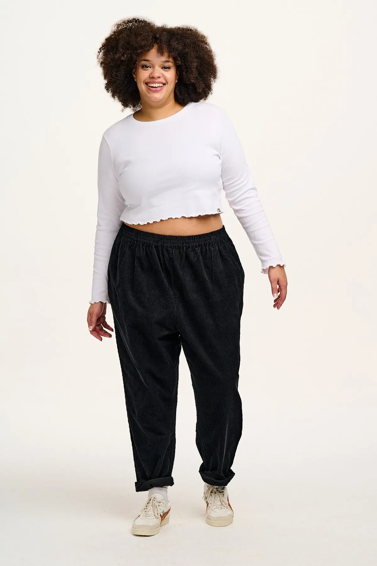 Fashion Billie - Corduroy Trousers in Black All Bottoms|Tall Range
