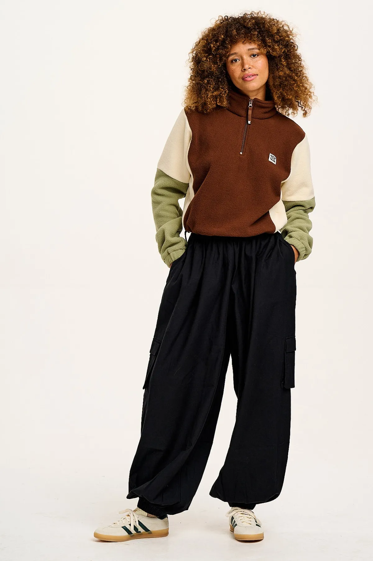 Clearance Blake - Cropped Polar Fleece in Cocoa, Cream & Sage All Outerwear & Knitwear|Fleeces