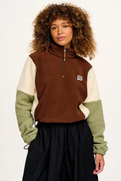 Clearance Blake - Cropped Polar Fleece in Cocoa, Cream & Sage All Outerwear & Knitwear|Fleeces