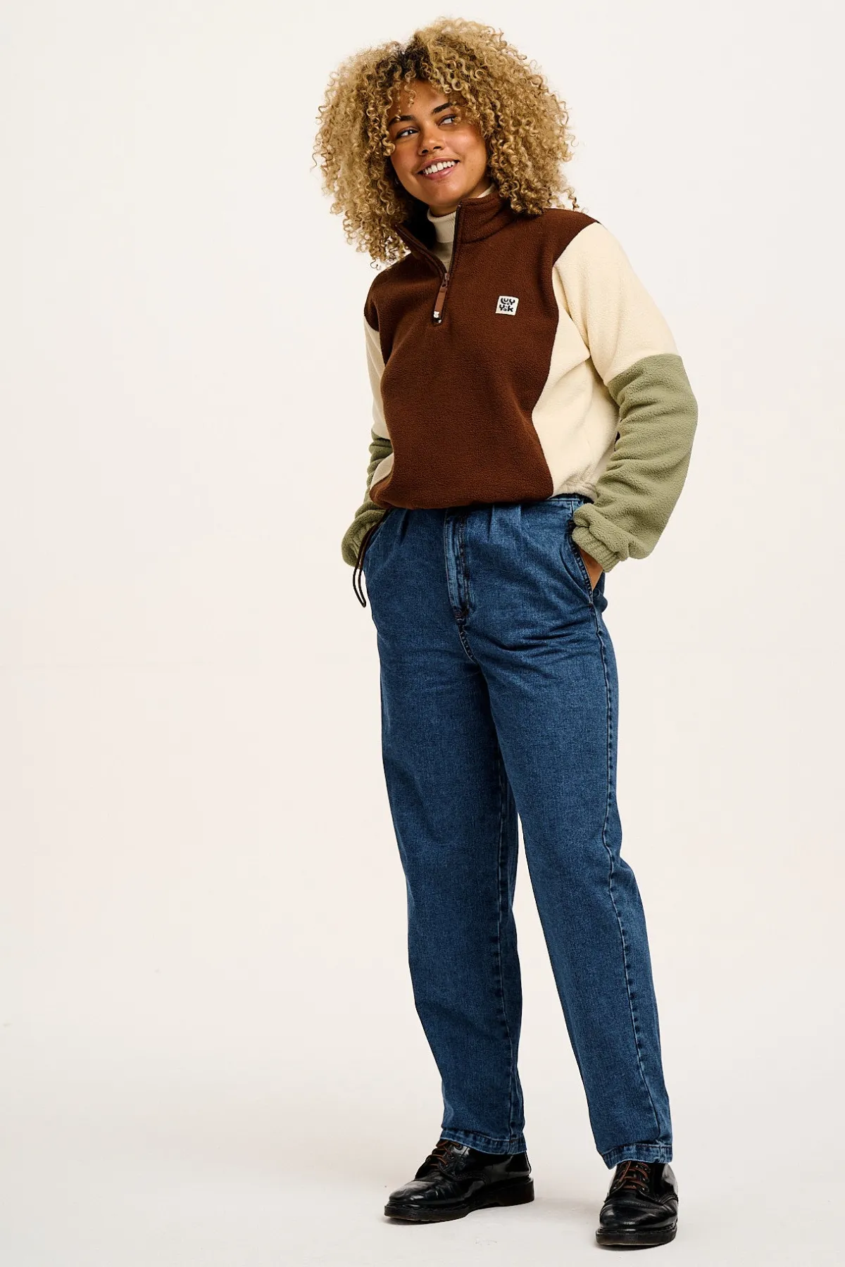 Clearance Blake - Cropped Polar Fleece in Cocoa, Cream & Sage All Outerwear & Knitwear|Fleeces