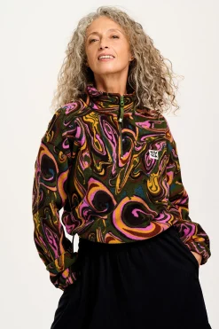 New Blake - Cropped Polar Fleece in Mineral Swirl Print All Outerwear & Knitwear|Fleeces