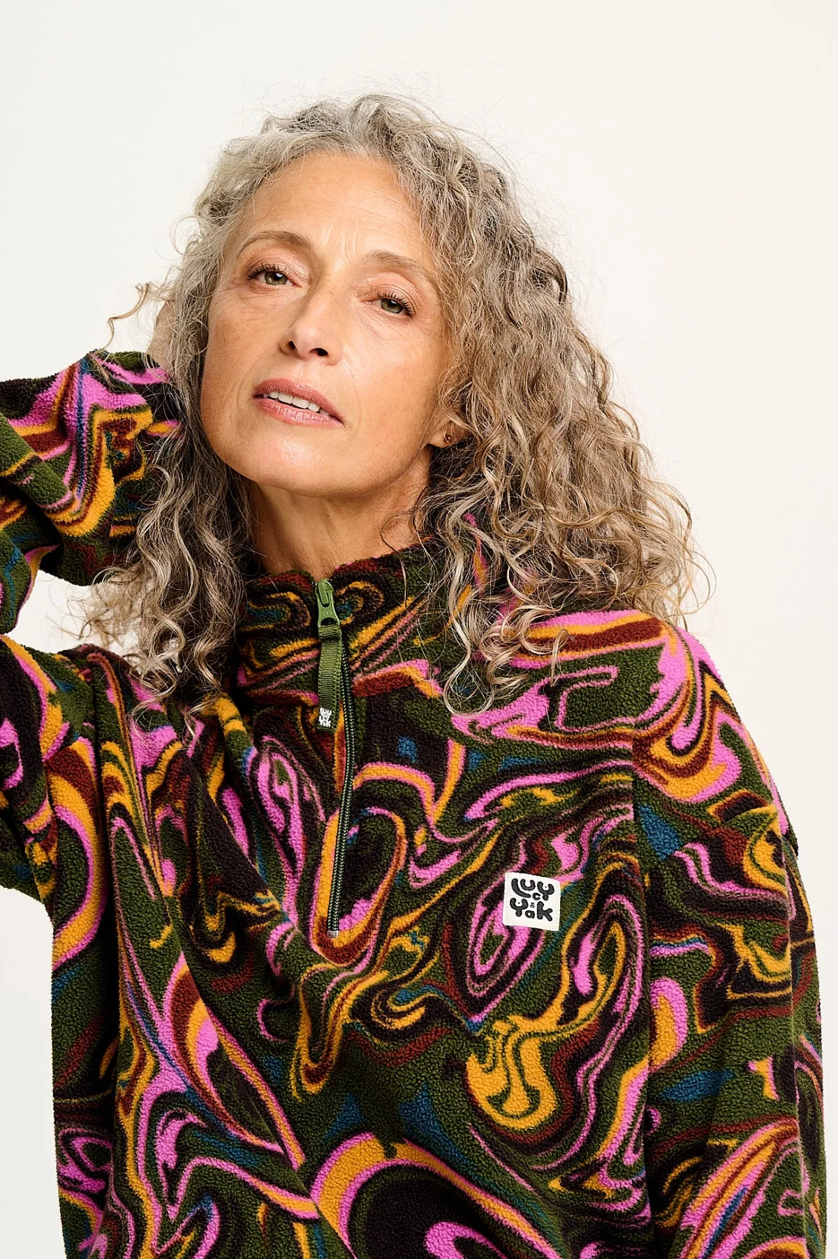New Blake - Cropped Polar Fleece in Mineral Swirl Print All Outerwear & Knitwear|Fleeces