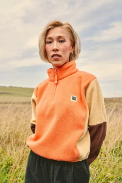 New Blake - Cropped Polar Fleece in Orange, Cream & Brown All Outerwear & Knitwear|Fleeces