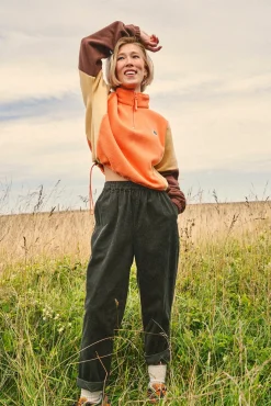 New Blake - Cropped Polar Fleece in Orange, Cream & Brown All Outerwear & Knitwear|Fleeces