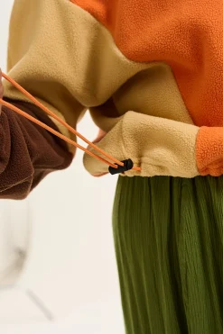New Blake - Cropped Polar Fleece in Orange, Cream & Brown All Outerwear & Knitwear|Fleeces