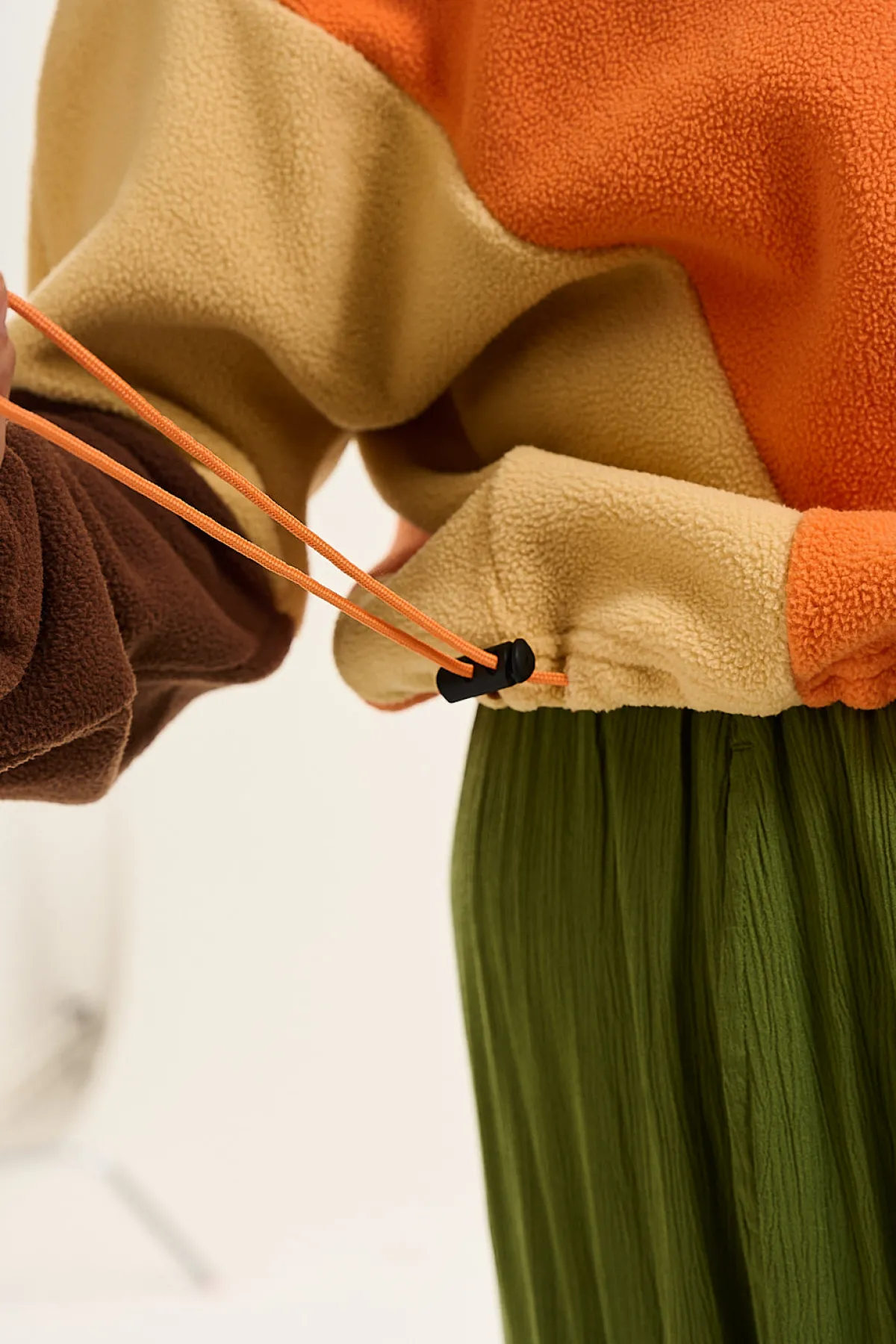 New Blake - Cropped Polar Fleece in Orange, Cream & Brown All Outerwear & Knitwear|Fleeces