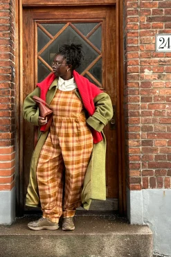 Best Bowie - Sleeveless Brushed Cotton Jumpsuit in Brown Oakley Tartan All Jumpsuits