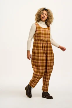 Best Bowie - Sleeveless Brushed Cotton Jumpsuit in Brown Oakley Tartan All Jumpsuits