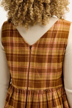 Best Bowie - Sleeveless Brushed Cotton Jumpsuit in Brown Oakley Tartan All Jumpsuits