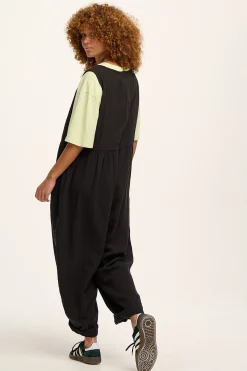Outlet Bowie - Sleeveless Cotton Jumpsuit in Black All Jumpsuits|Petite Range