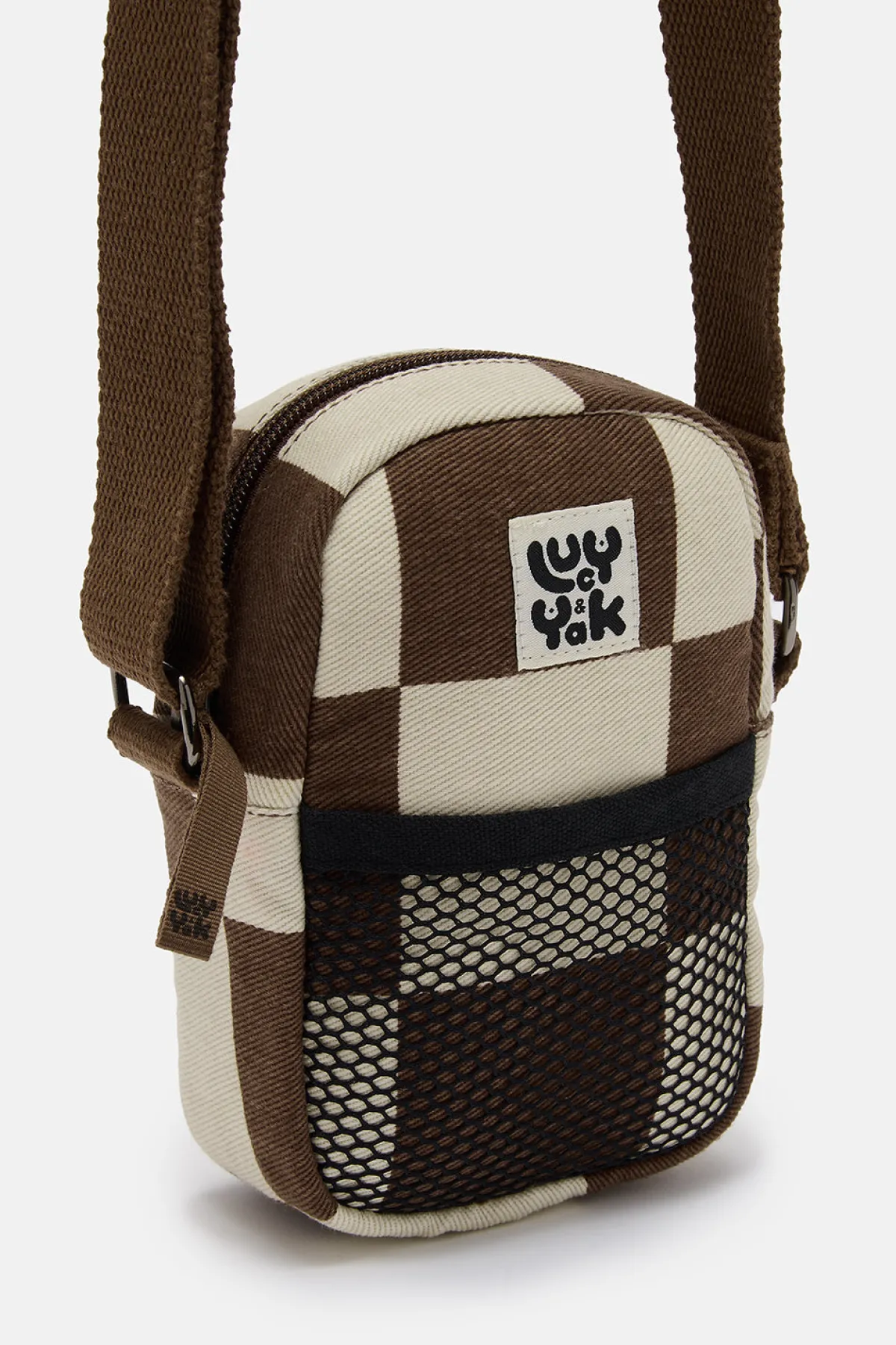 Fashion Brady - Crossbody Cotton Twill Bag in Cookies & Cream Checkerboard Print All Accessories|Bags & Purses