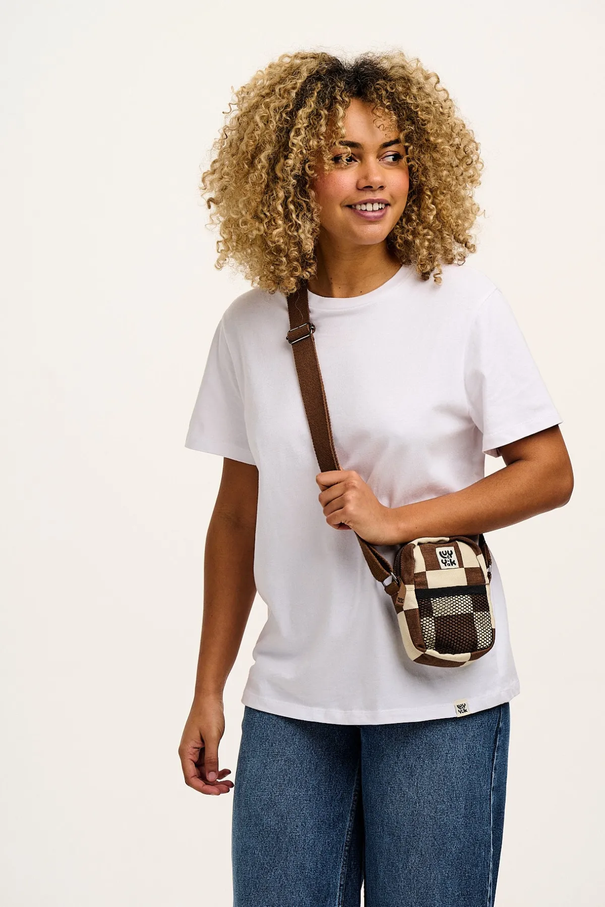 Fashion Brady - Crossbody Cotton Twill Bag in Cookies & Cream Checkerboard Print All Accessories|Bags & Purses