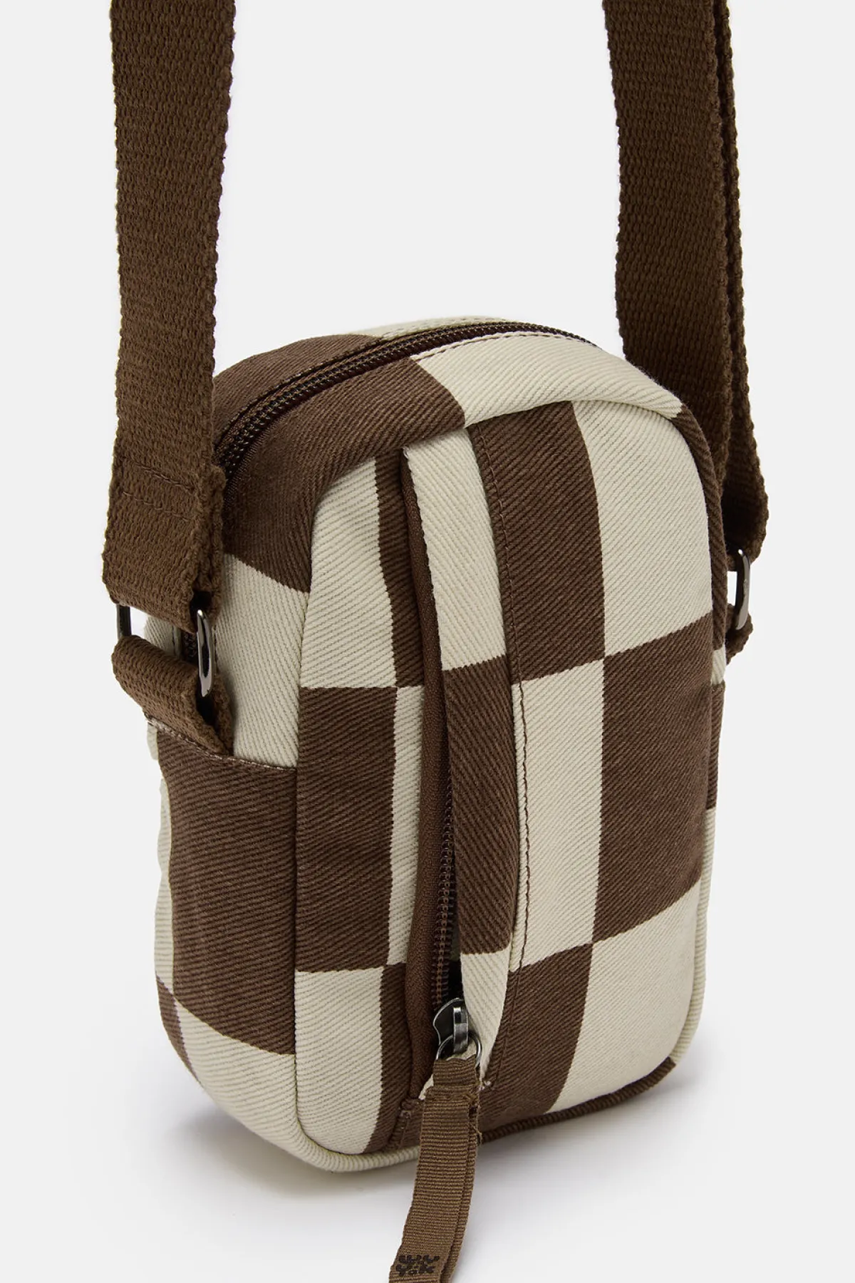 Fashion Brady - Crossbody Cotton Twill Bag in Cookies & Cream Checkerboard Print All Accessories|Bags & Purses