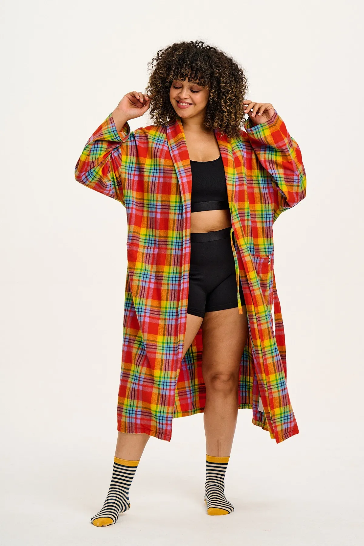 New Braydon - Brushed Cotton Robe in Ncuti Tartan Print All Nightwear