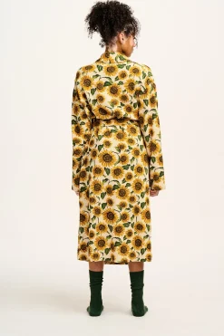 Discount Braydon - Waffle Cotton Robe in Cream Sunflower Print All Nightwear