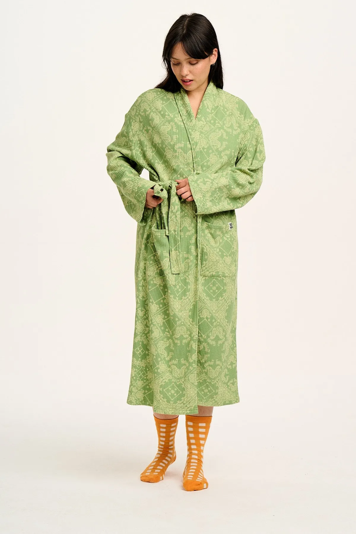 Discount Braydon - Waffle Cotton Robe in Green Eldorado Print All Nightwear