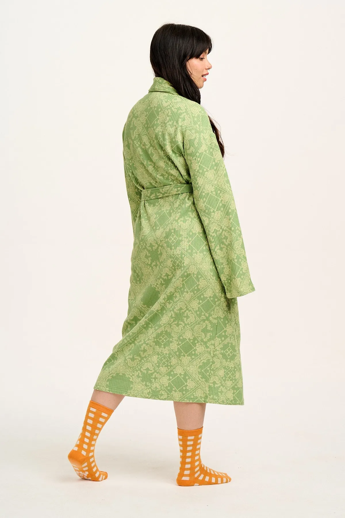 Discount Braydon - Waffle Cotton Robe in Green Eldorado Print All Nightwear