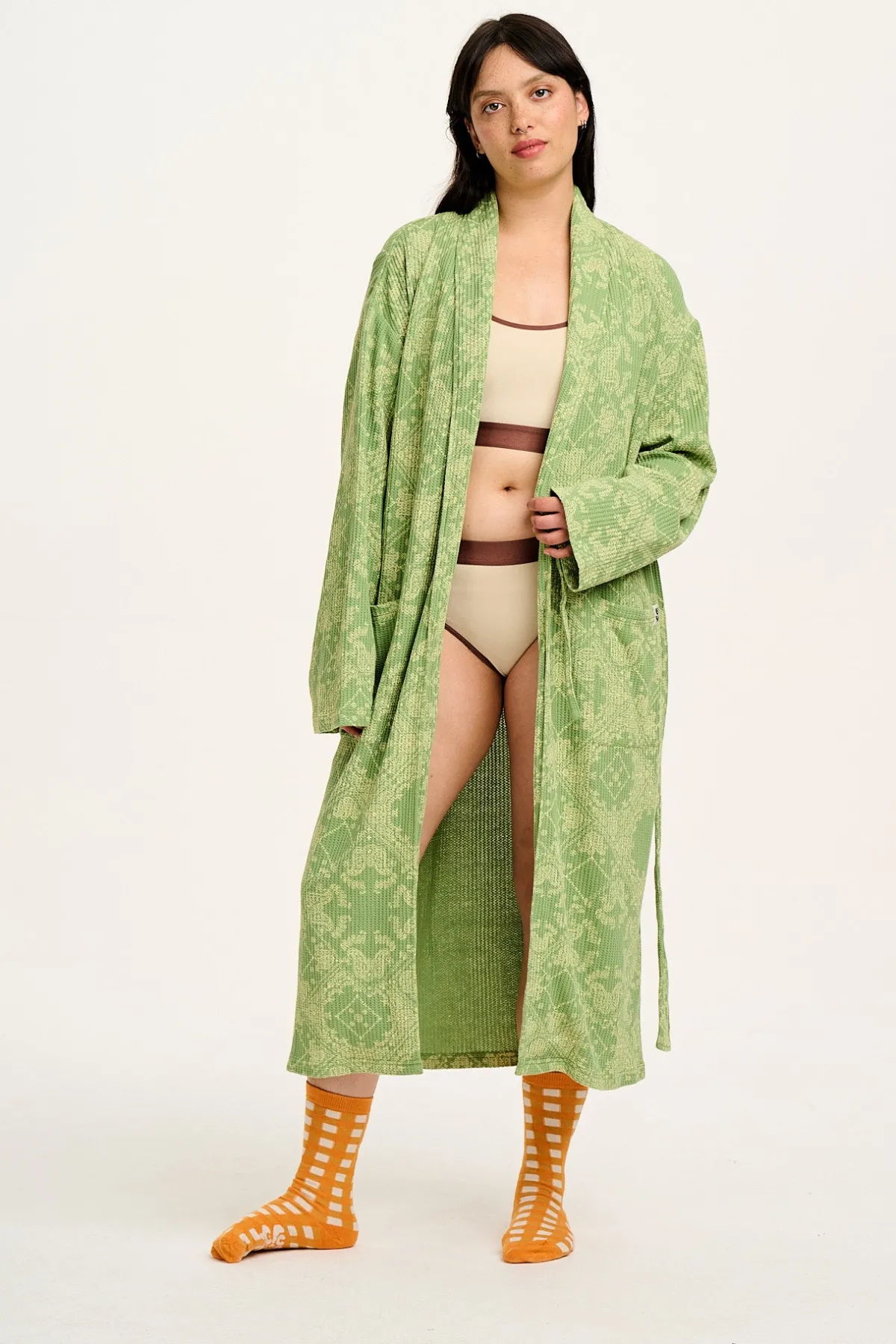 Discount Braydon - Waffle Cotton Robe in Green Eldorado Print All Nightwear