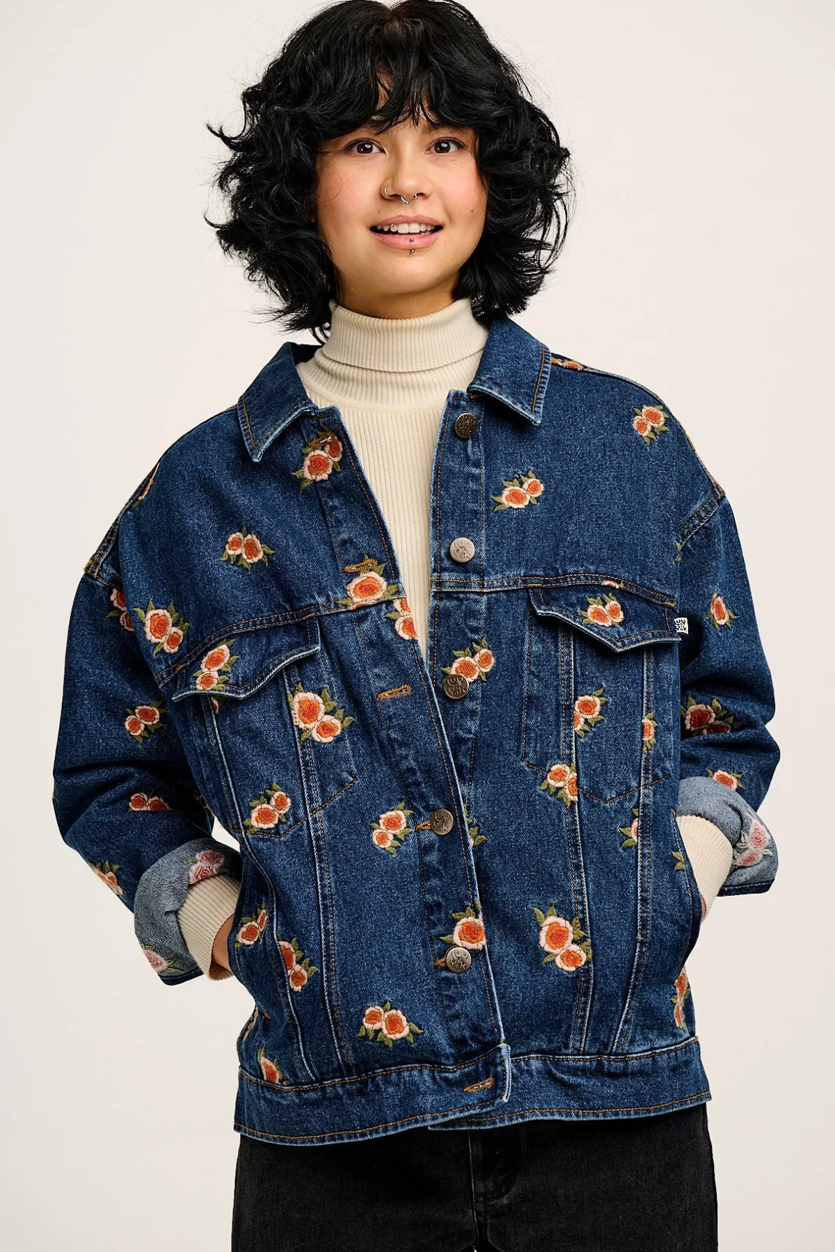 New Callaway - Denim Jacket with Rose Embroidery All Outerwear & Knitwear|Jackets