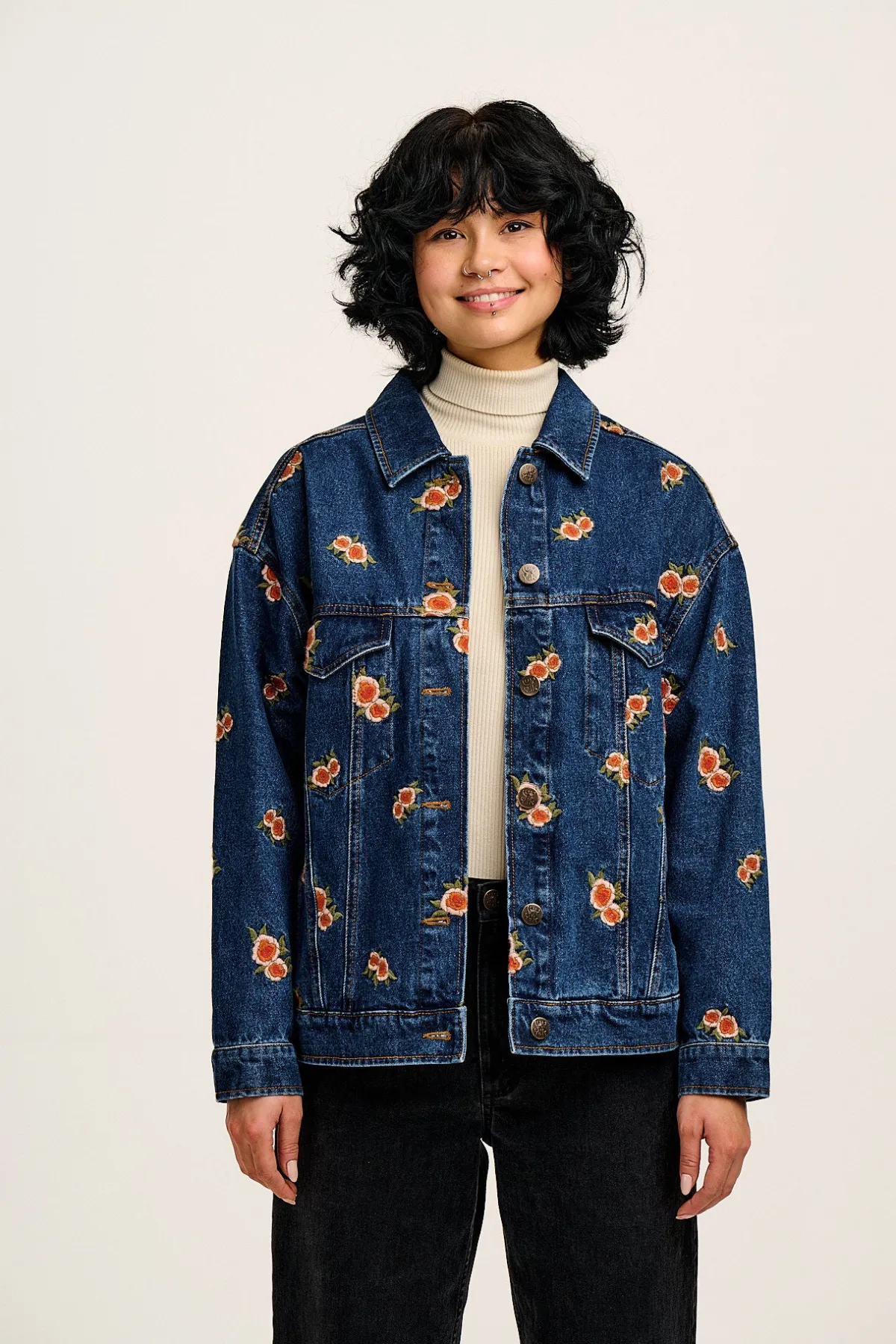 New Callaway - Denim Jacket with Rose Embroidery All Outerwear & Knitwear|Jackets