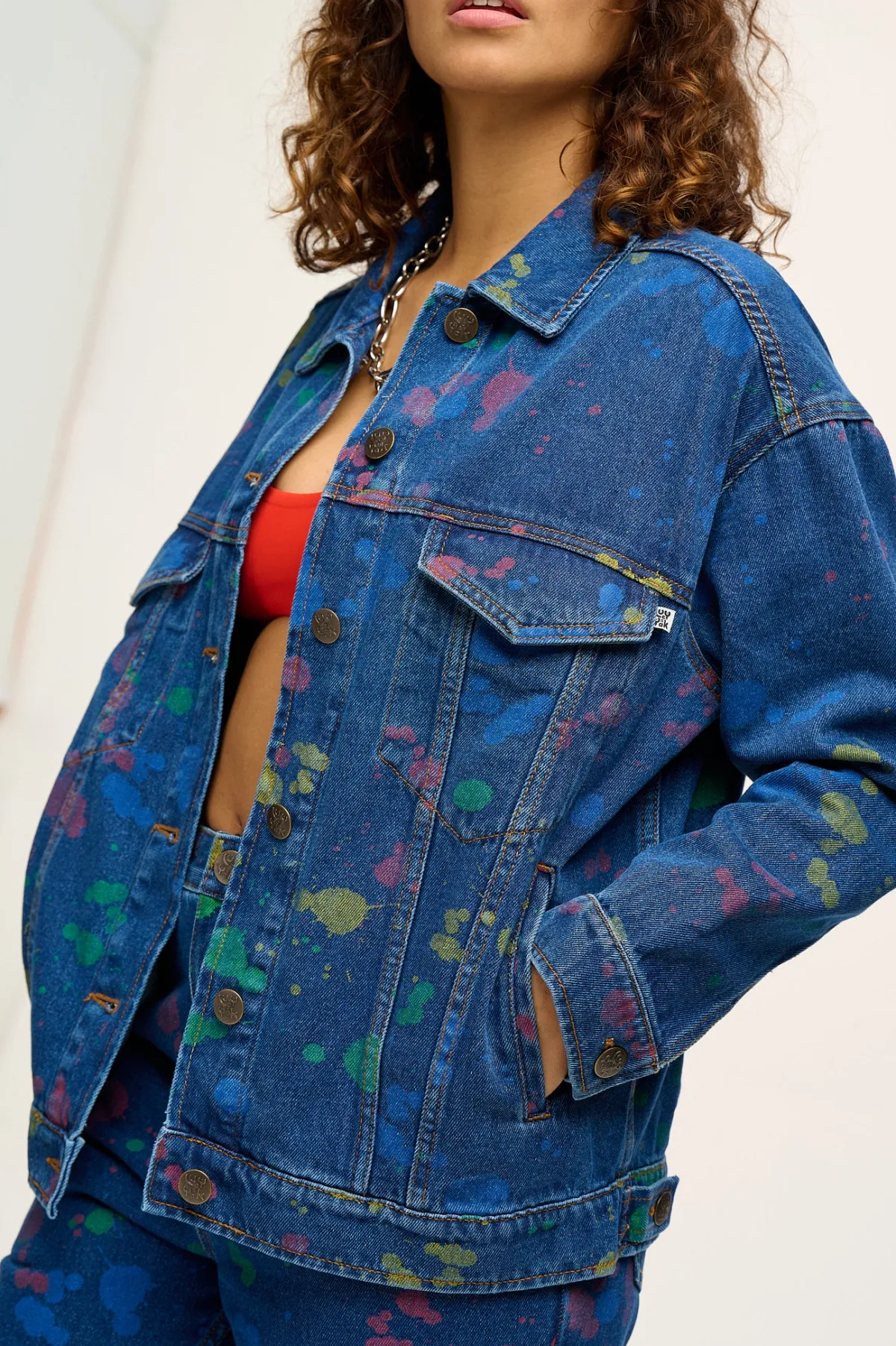 Outlet Callaway - Trucker Denim Jacket in Art Attack Print All Tops & Tees|All Outerwear & Knitwear