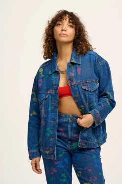 Outlet Callaway - Trucker Denim Jacket in Art Attack Print All Tops & Tees|All Outerwear & Knitwear