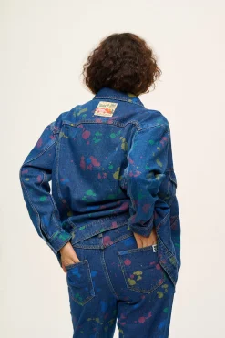 Outlet Callaway - Trucker Denim Jacket in Art Attack Print All Tops & Tees|All Outerwear & Knitwear