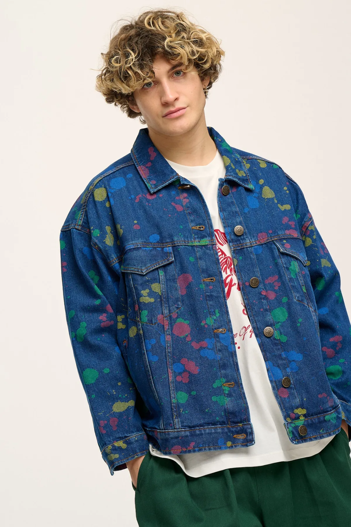 Outlet Callaway - Trucker Denim Jacket in Art Attack Print All Tops & Tees|All Outerwear & Knitwear