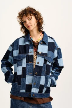 Clearance Callaway - Trucker Denim Jacket in Paige Patchwork Print All Outerwear & Knitwear|Jackets