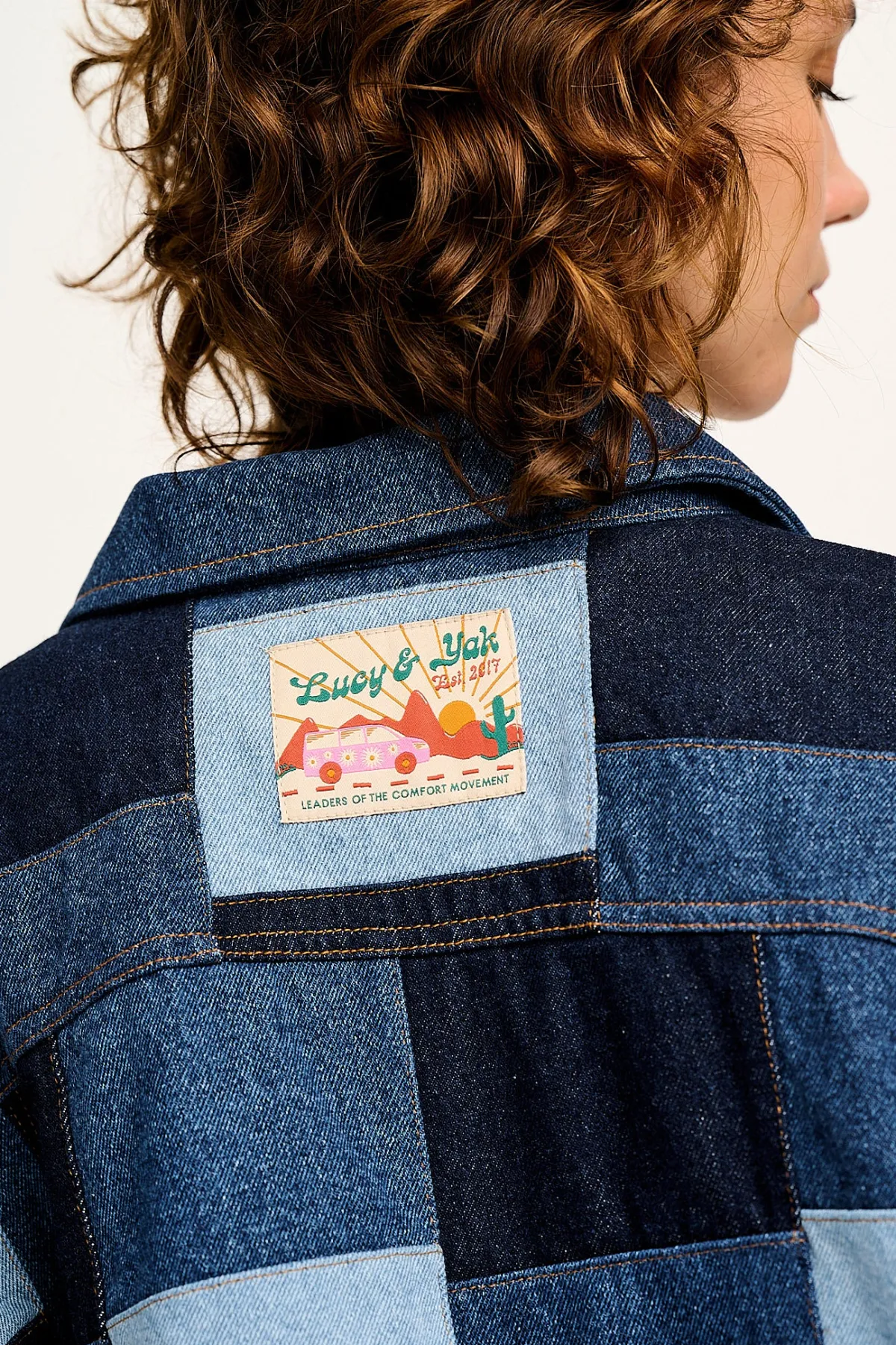 Clearance Callaway - Trucker Denim Jacket in Paige Patchwork Print All Outerwear & Knitwear|Jackets