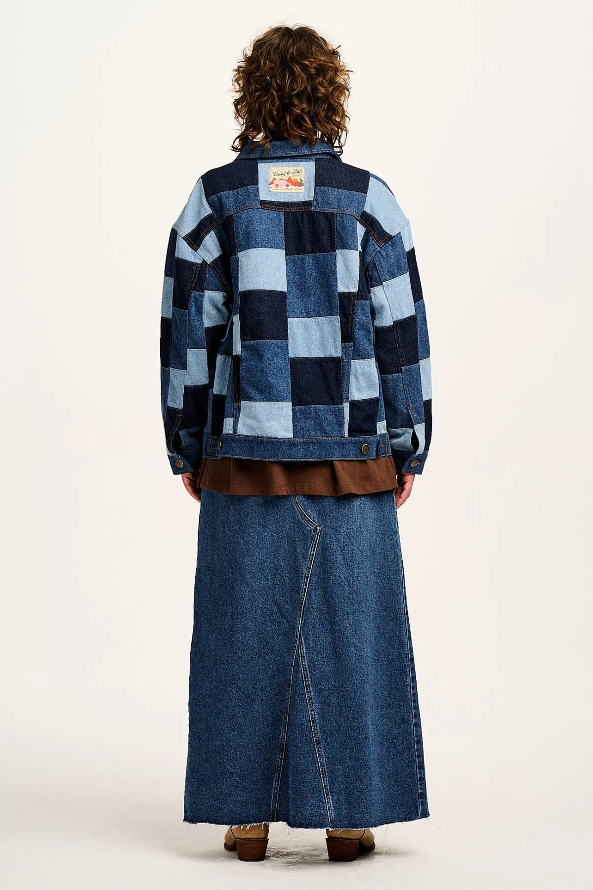 Clearance Callaway - Trucker Denim Jacket in Paige Patchwork Print All Outerwear & Knitwear|Jackets
