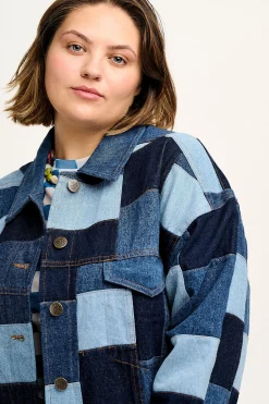 Clearance Callaway - Trucker Denim Jacket in Paige Patchwork Print All Outerwear & Knitwear|Jackets